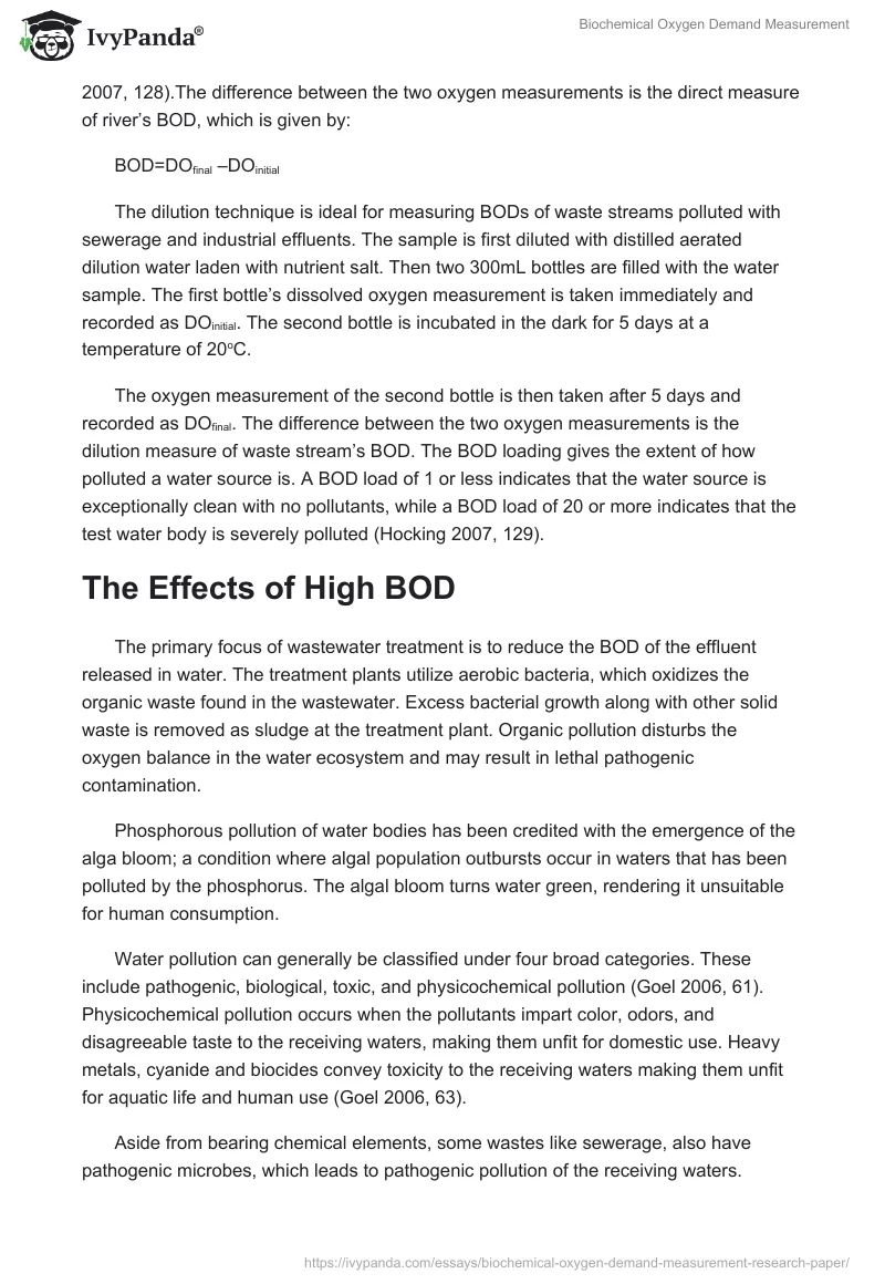 Biochemical Oxygen Demand Measurement. Page 3