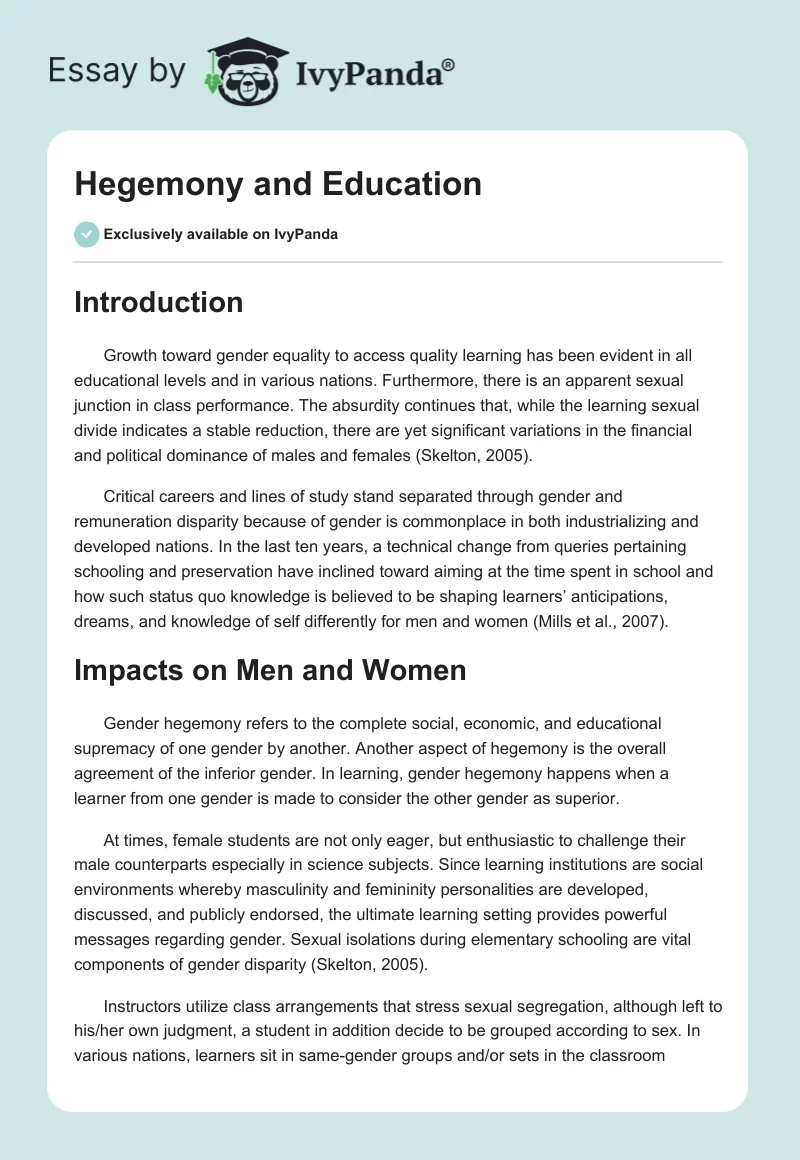 Hegemony and Education. Page 1