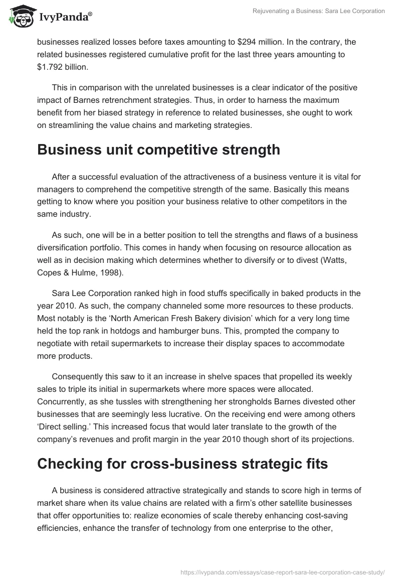 Rejuvenating a Business: Sara Lee Corporation. Page 5