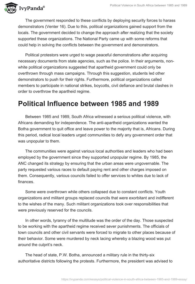 Political Violence in South Africa between 1985 and 1989. Page 3