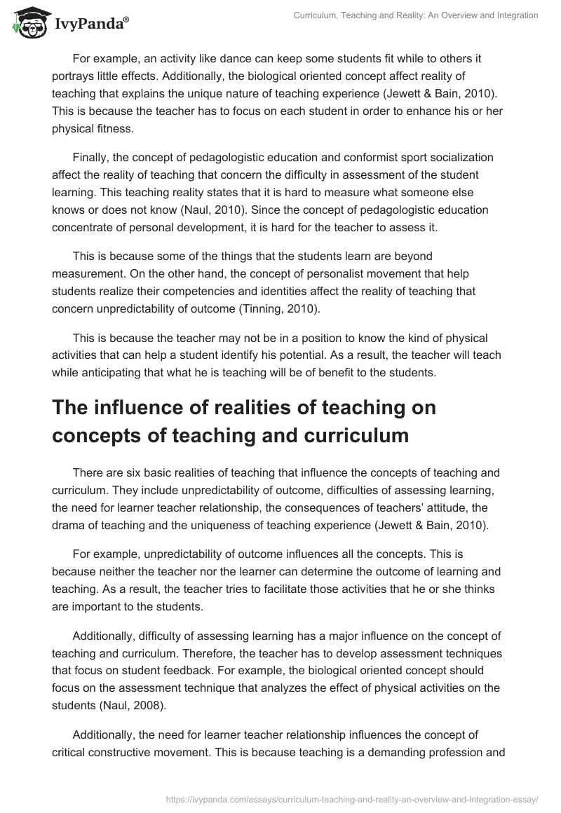 Curriculum, Teaching and Reality: An Overview and Integration. Page 5