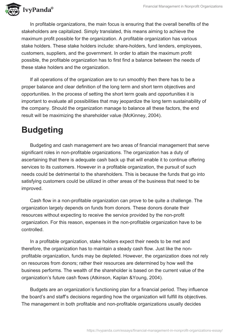Financial Management in Nonprofit Organizations. Page 2