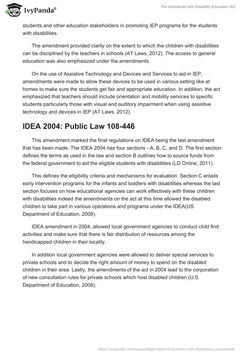 The Individuals with Disability Education Act. Page 5