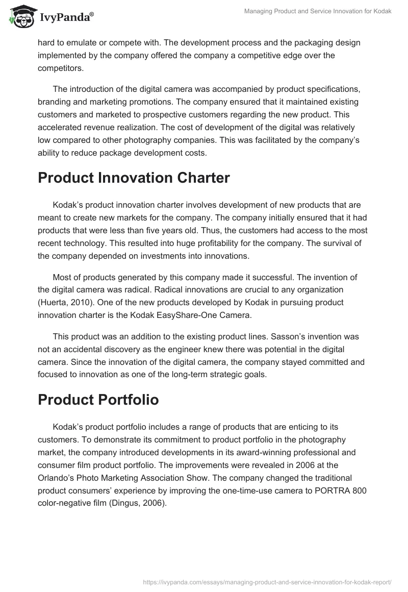 Managing Product and Service Innovation for Kodak. Page 4