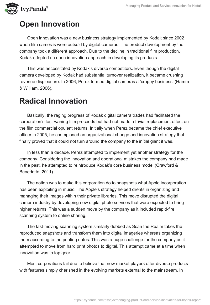 Managing Product and Service Innovation for Kodak. Page 5