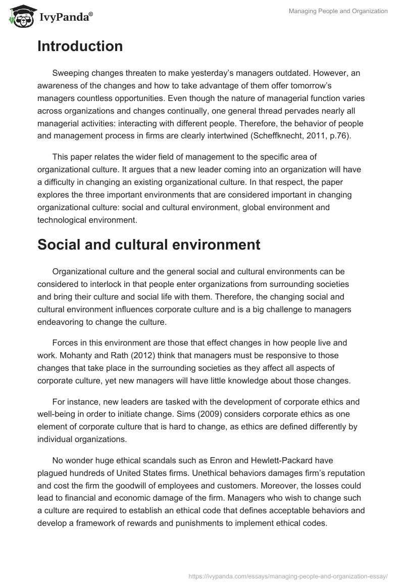 Managing People and Organization. Page 2