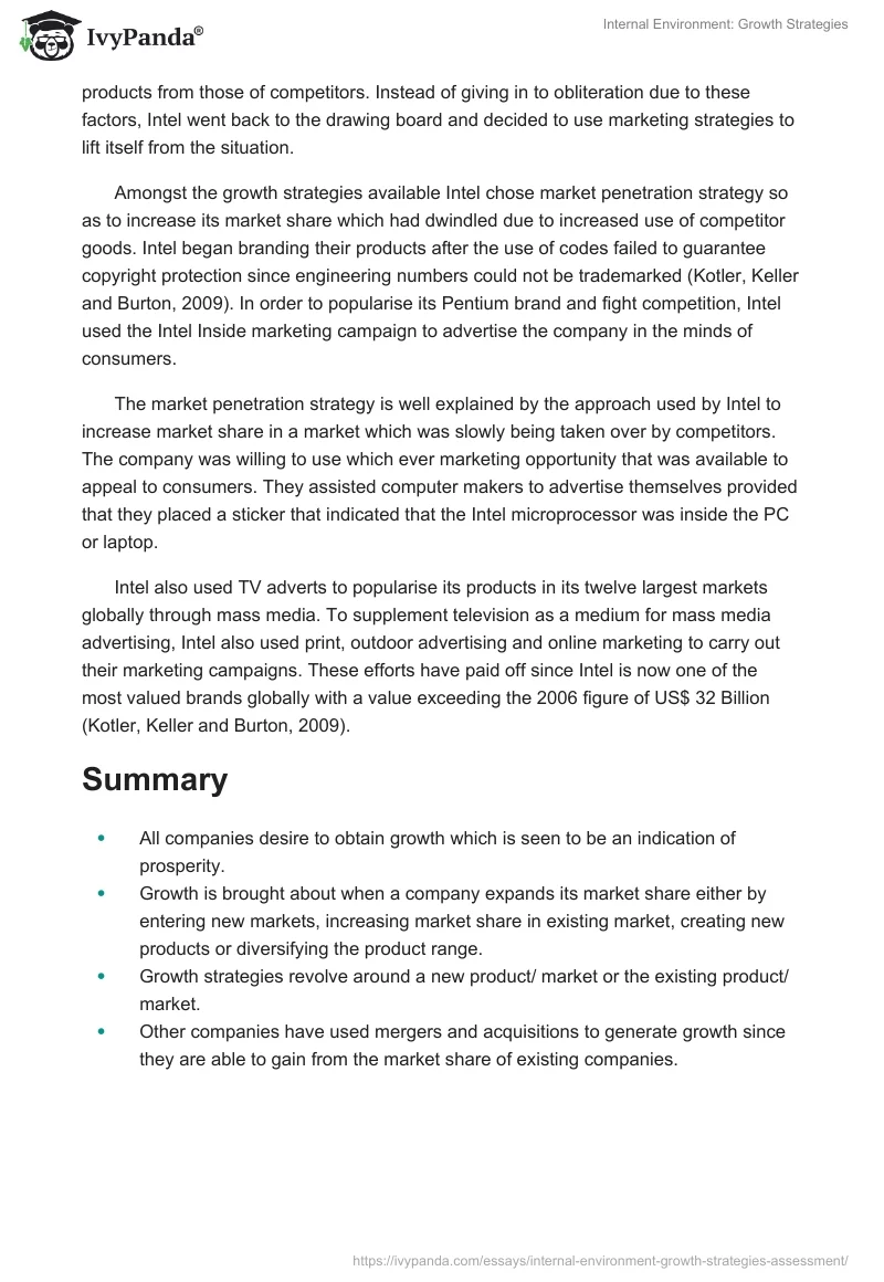 Internal Environment: Growth Strategies. Page 2