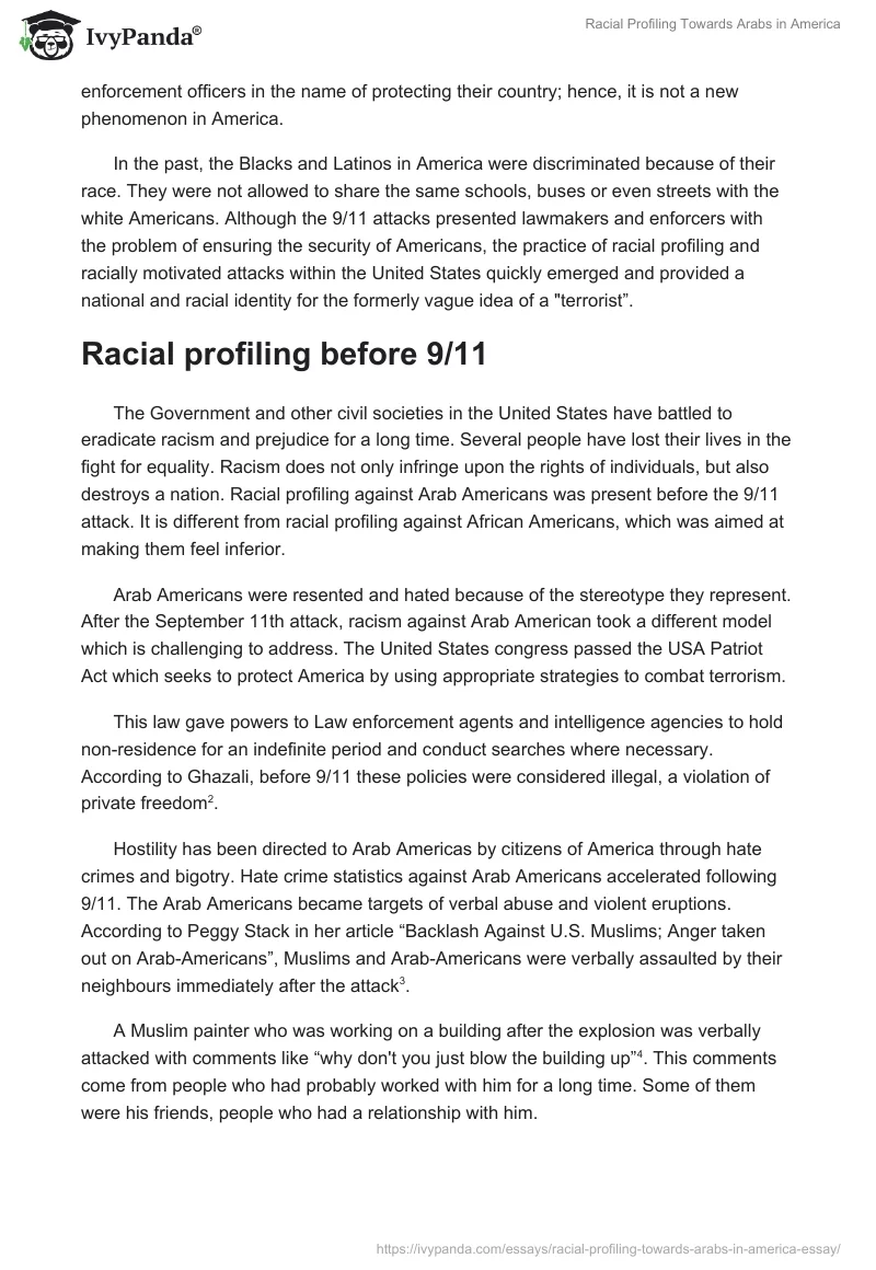 Racial Profiling Towards Arabs in America. Page 2