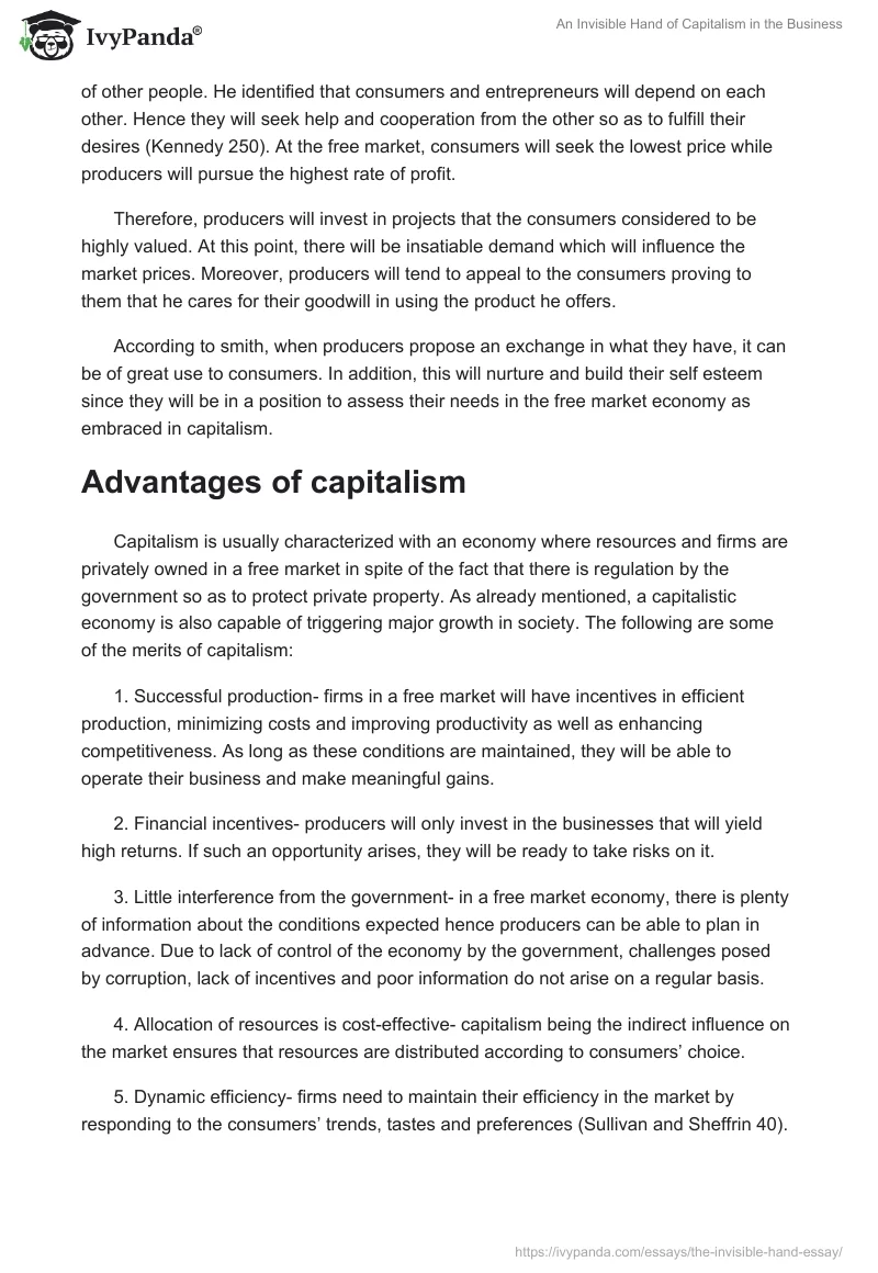 An Invisible Hand of Capitalism in the Business. Page 4