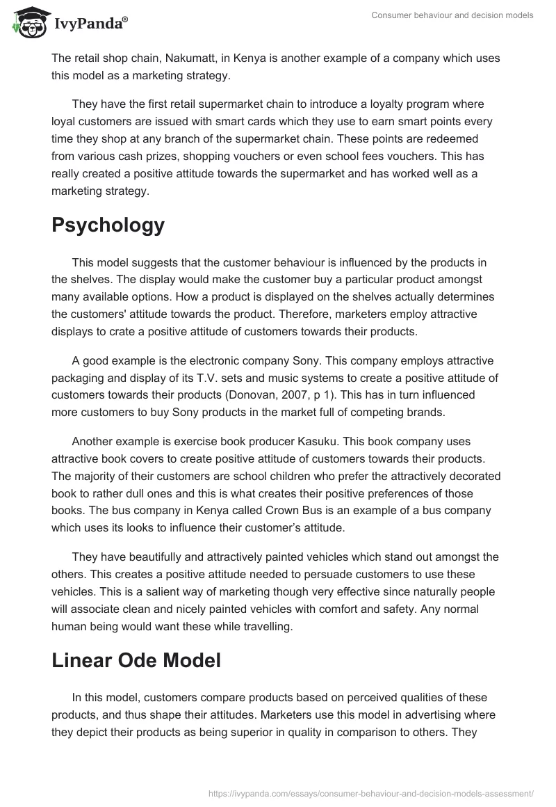 Consumer behaviour and decision models. Page 2