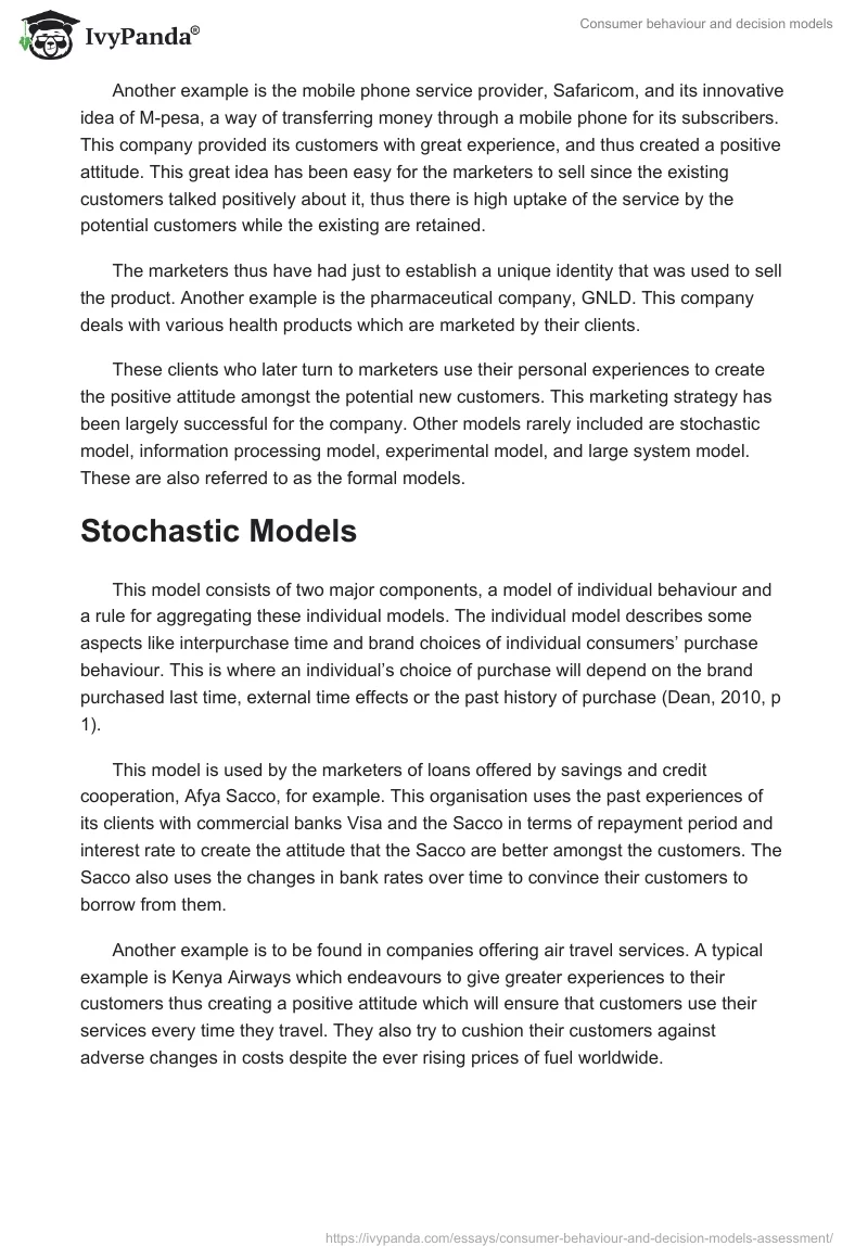 Consumer behaviour and decision models. Page 4