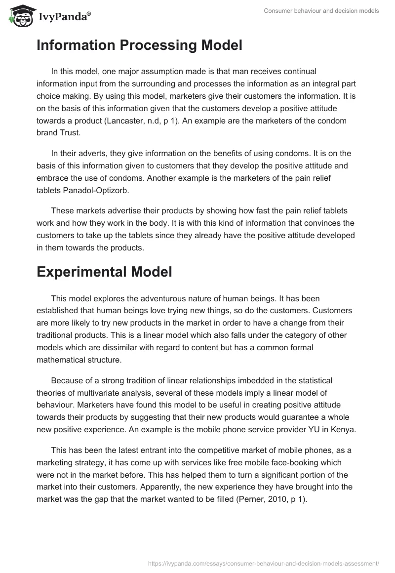 Consumer behaviour and decision models. Page 5