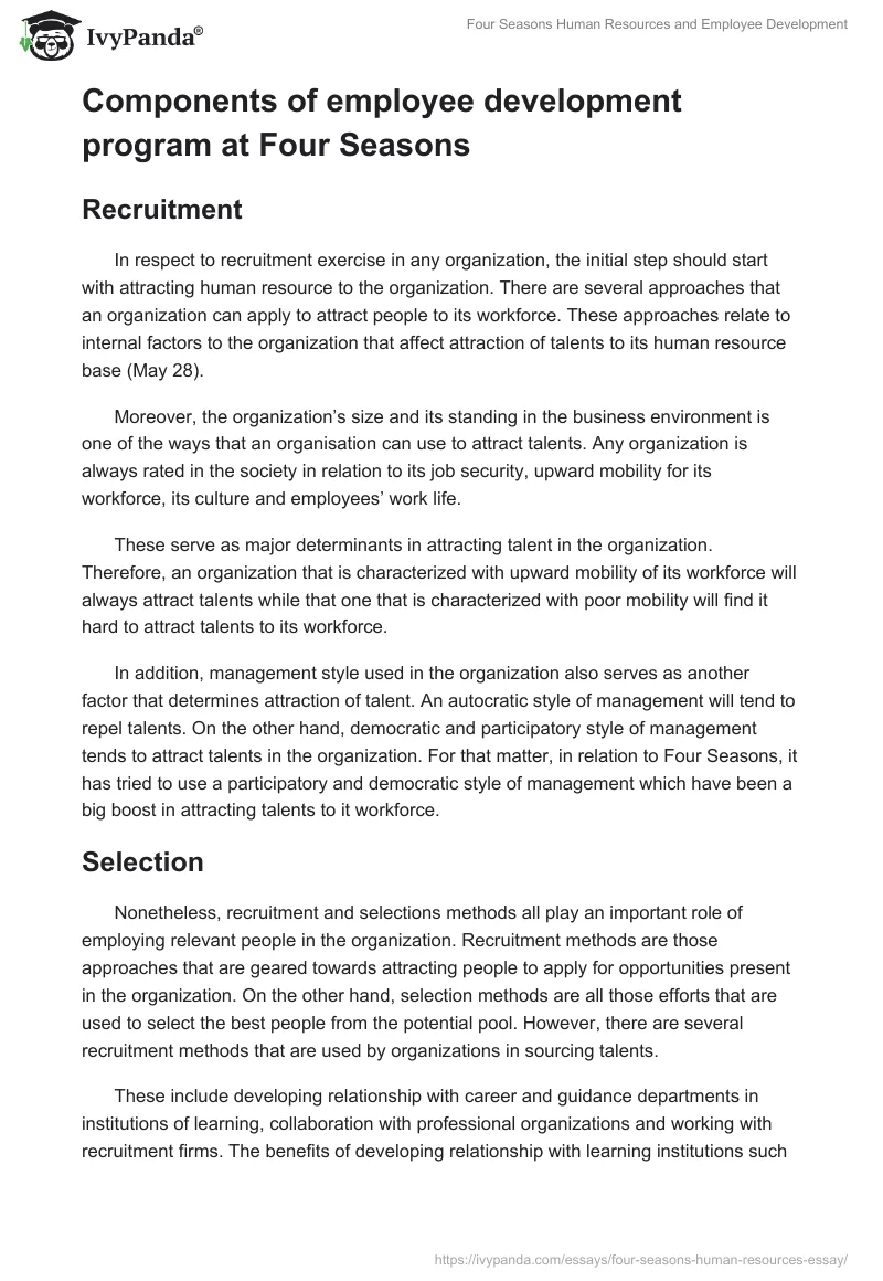 Four Seasons Human Resources and Employee Development. Page 2