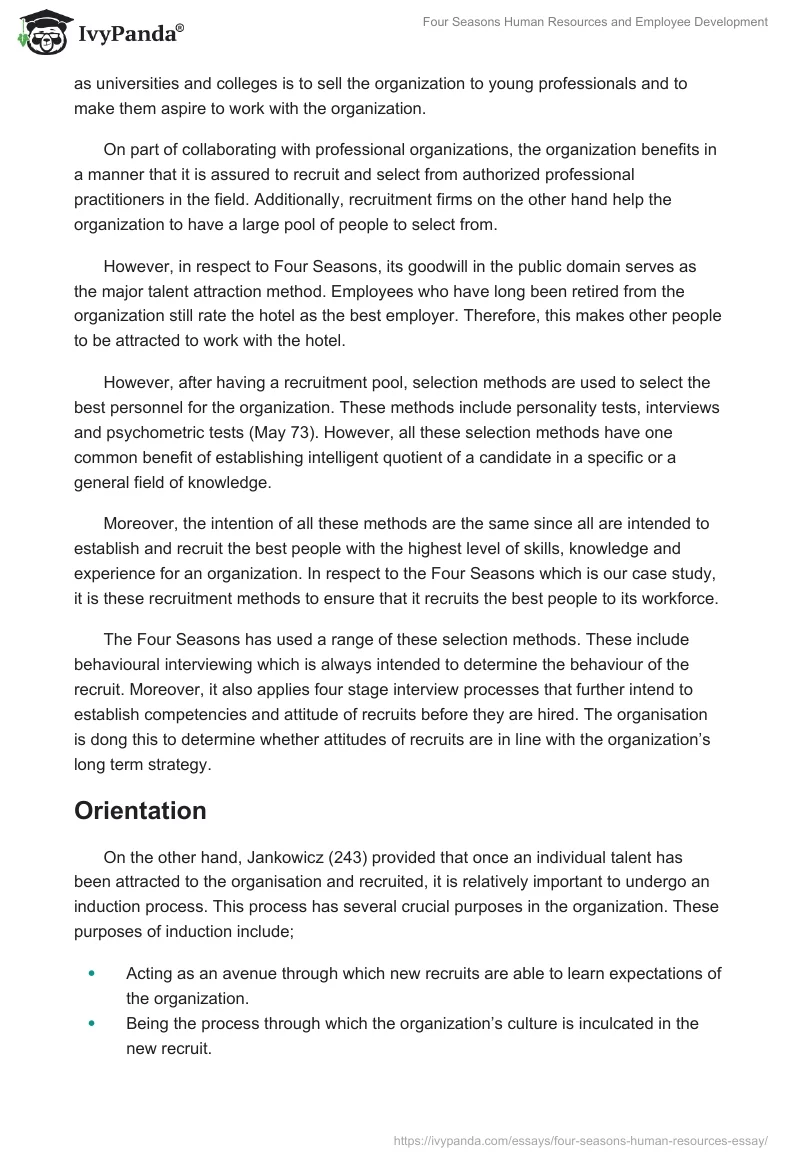 Four Seasons Human Resources and Employee Development. Page 3