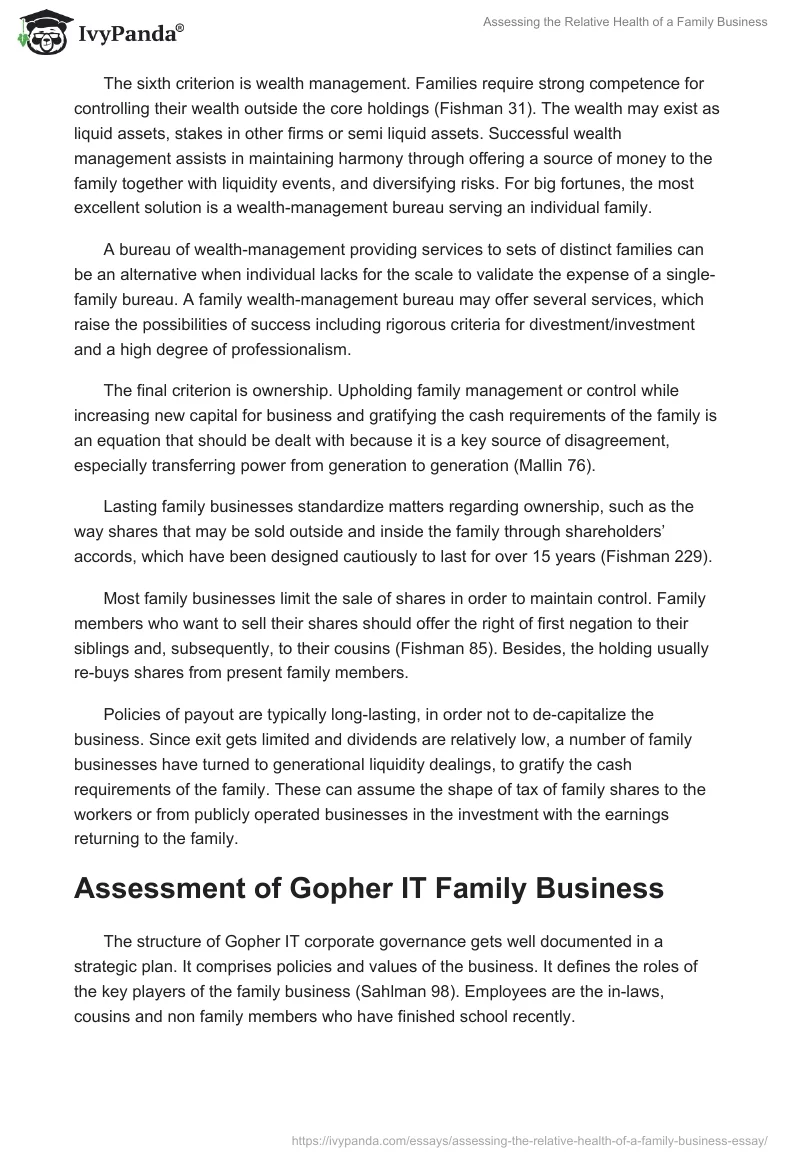 Assessing the Relative Health of a Family Business. Page 4