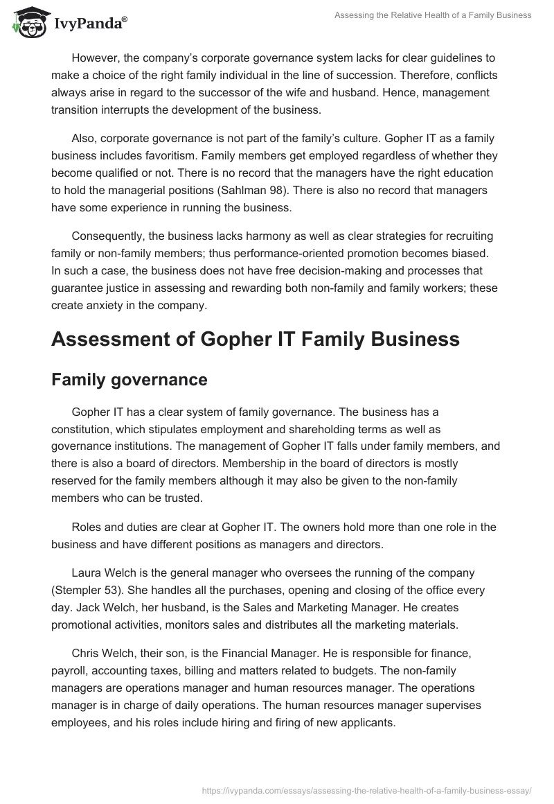 Assessing the Relative Health of a Family Business. Page 5