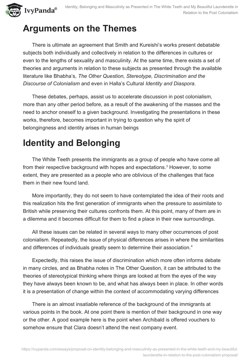 Identity, Belonging and Masculinity as Presented in The White Teeth and My Beautiful Launderette in Relation to the Post Colonialism. Page 2