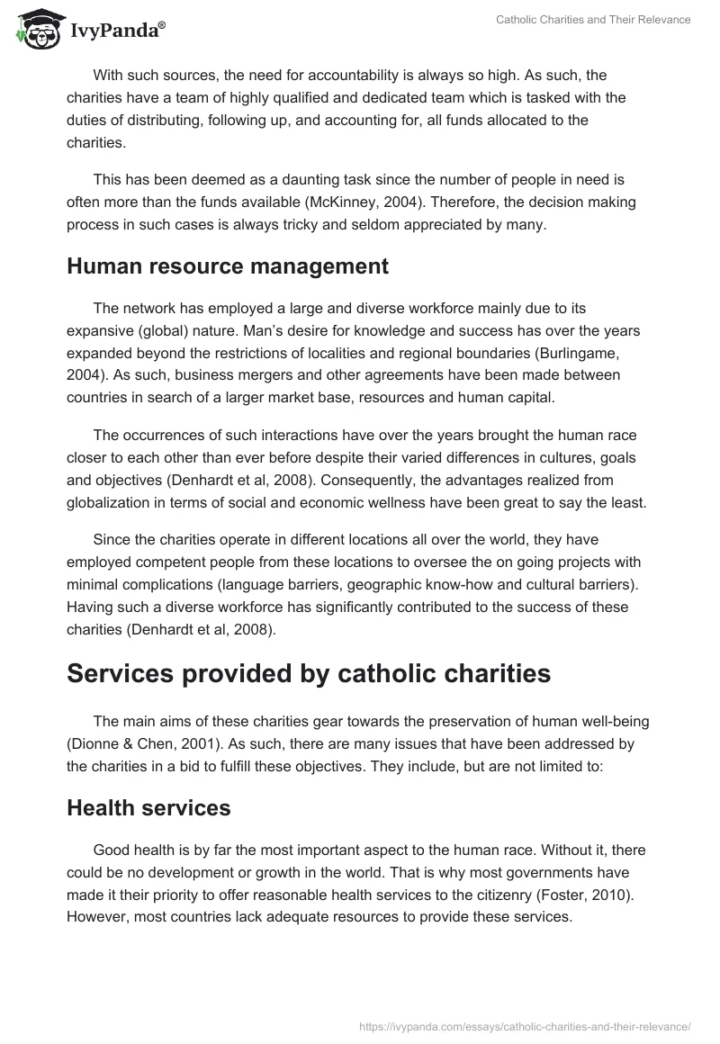 Catholic Charities and Their Relevance. Page 4