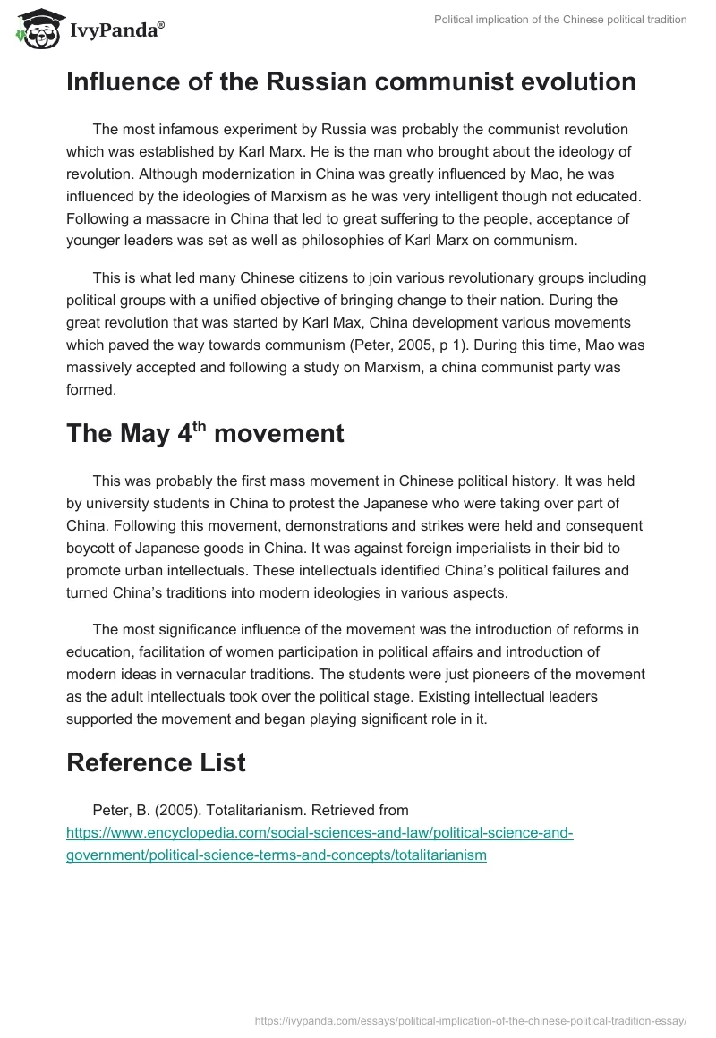 Political implication of the Chinese political tradition. Page 3