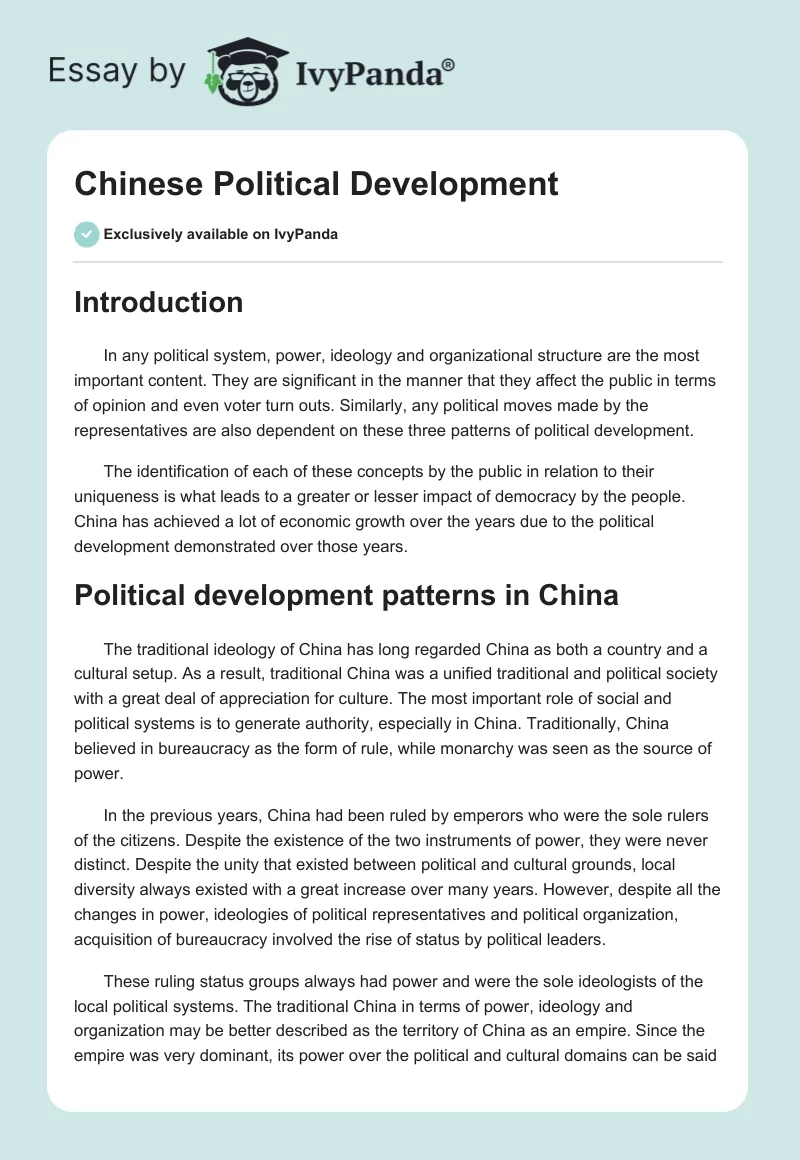 Chinese Political Development. Page 1