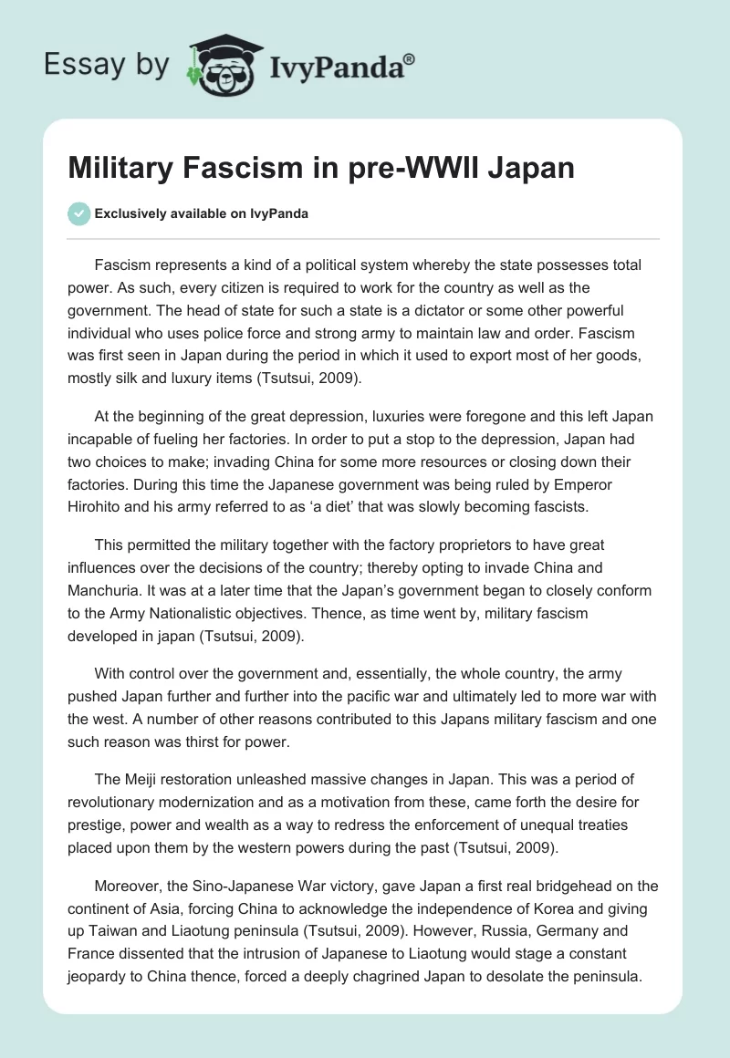 Military Fascism in Pre-WWII Japan. Page 1