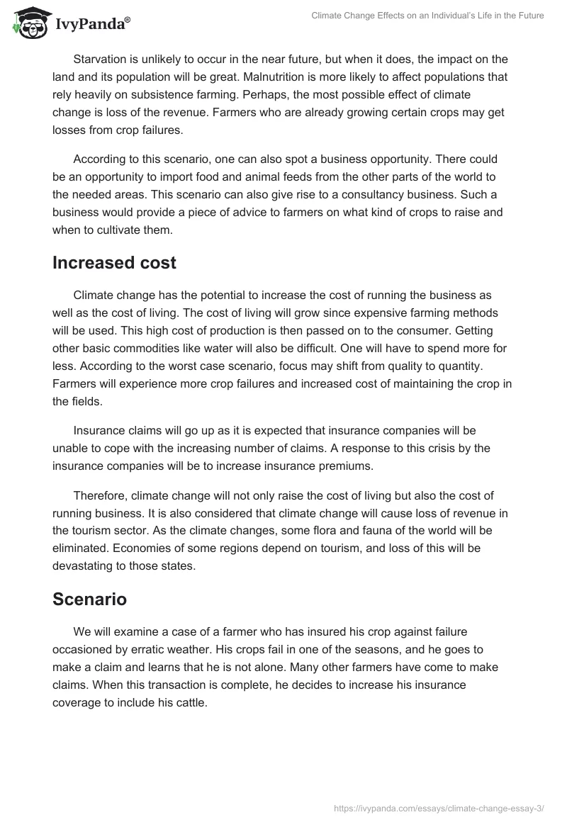 Climate Change Effects on an Individual’s Life in the Future. Page 5