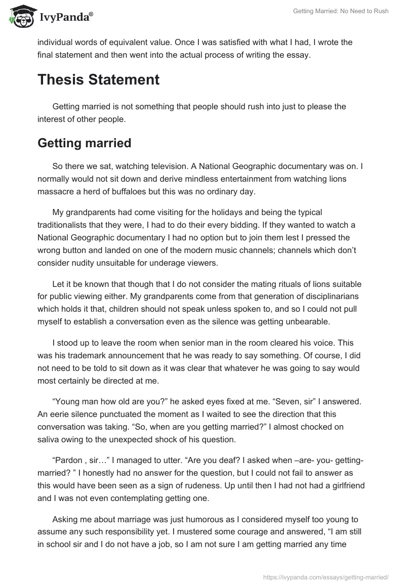 Getting Married: No Need to Rush. Page 2