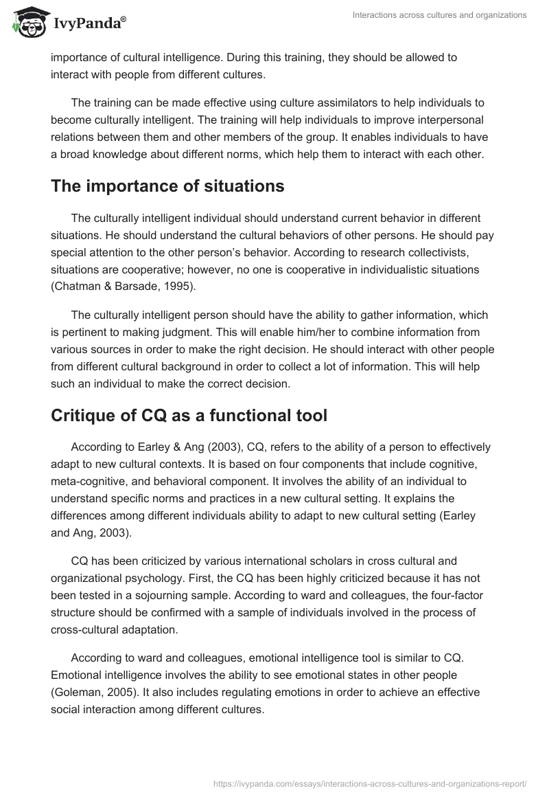 Interactions across cultures and organizations. Page 4