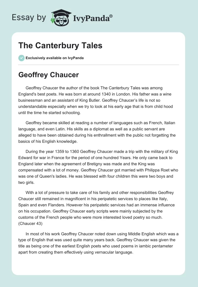 The Canterbury Tales. Page 1