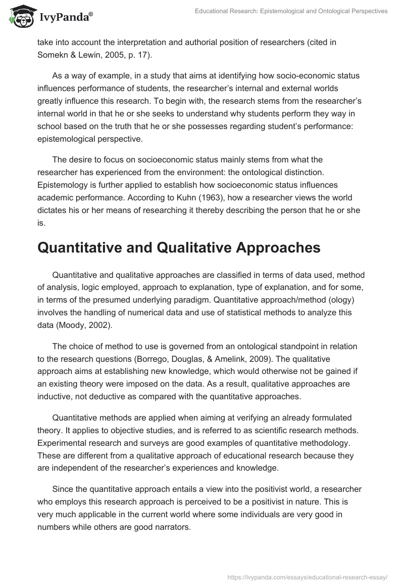 Educational Research: Epistemological and Ontological Perspectives. Page 3