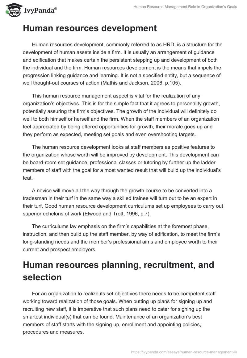 Human Resource Management Role in Organization’s Goals. Page 3