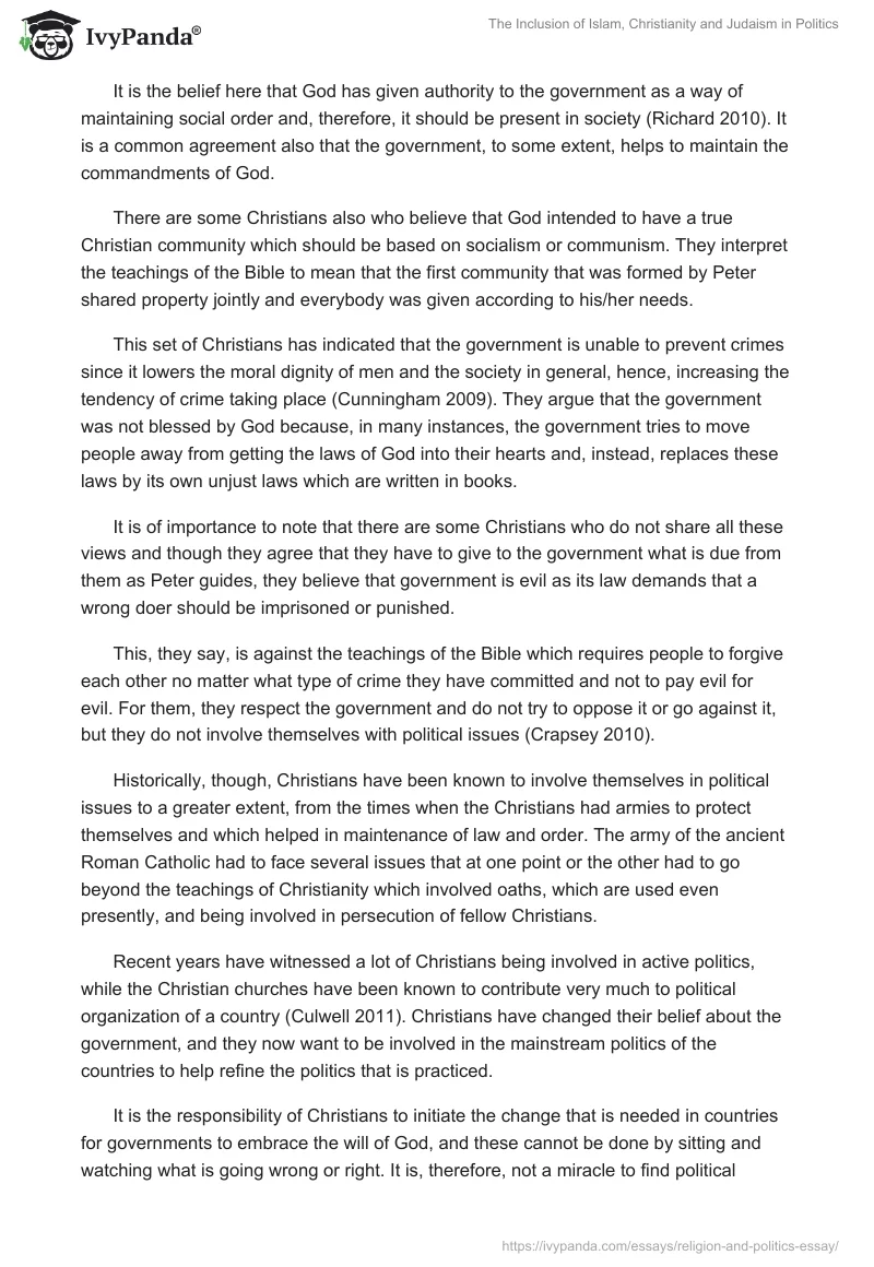 The Inclusion of Islam, Christianity and Judaism in Politics. Page 4