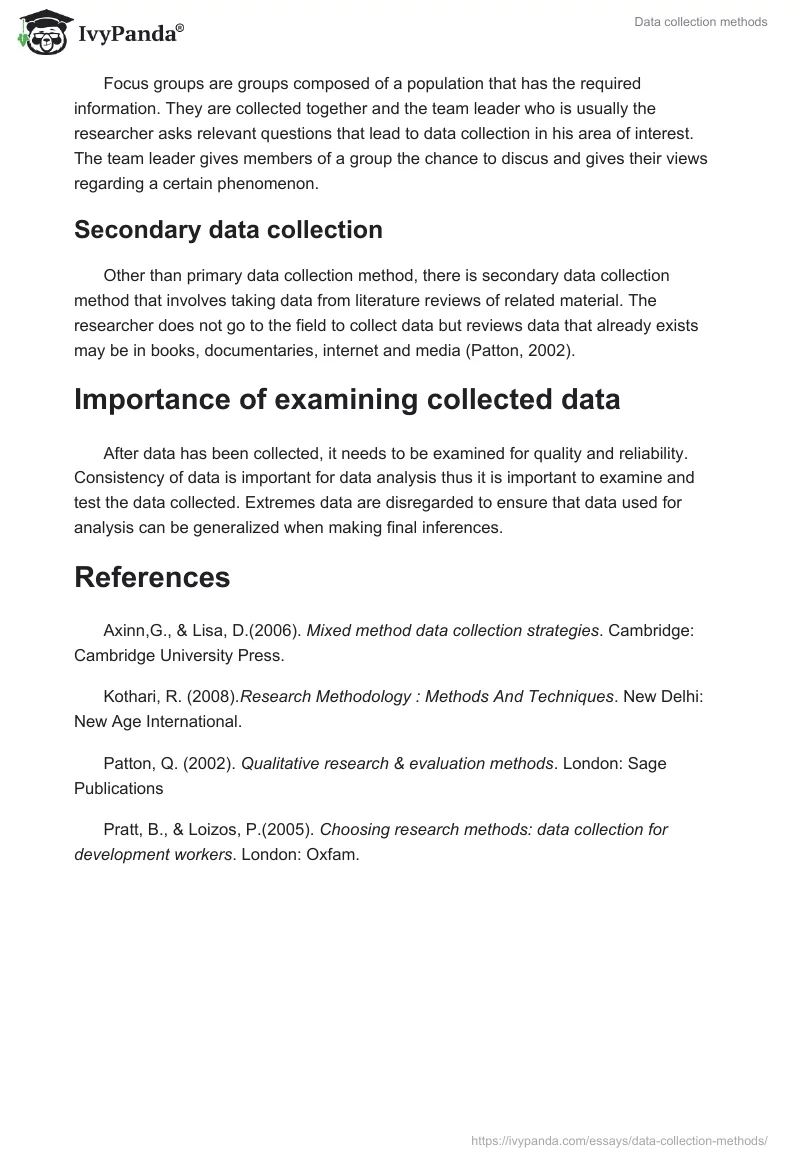 Data collection methods. Page 2