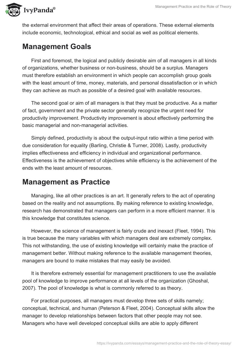 Management Practice and the Role of Theory. Page 5