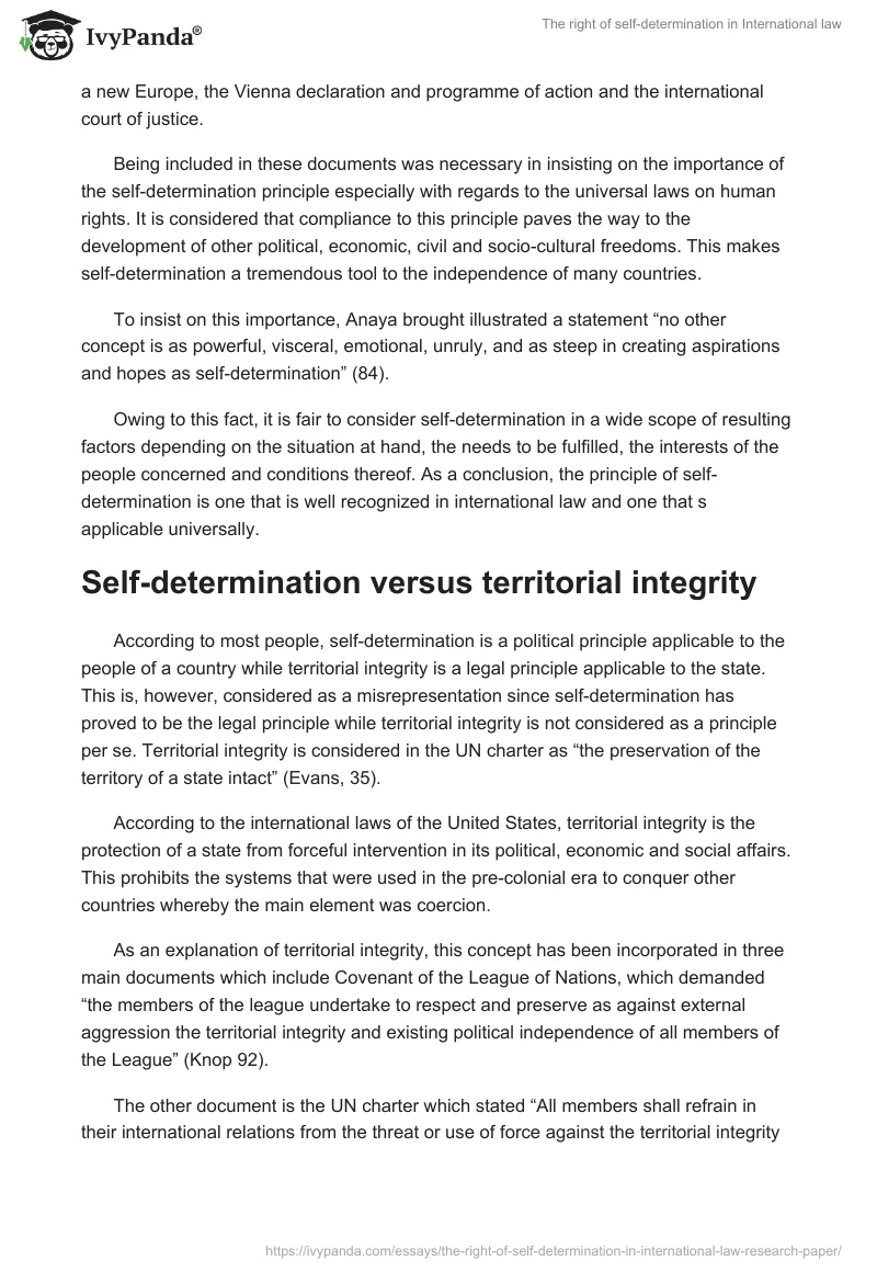 The right of self-determination in International law. Page 4
