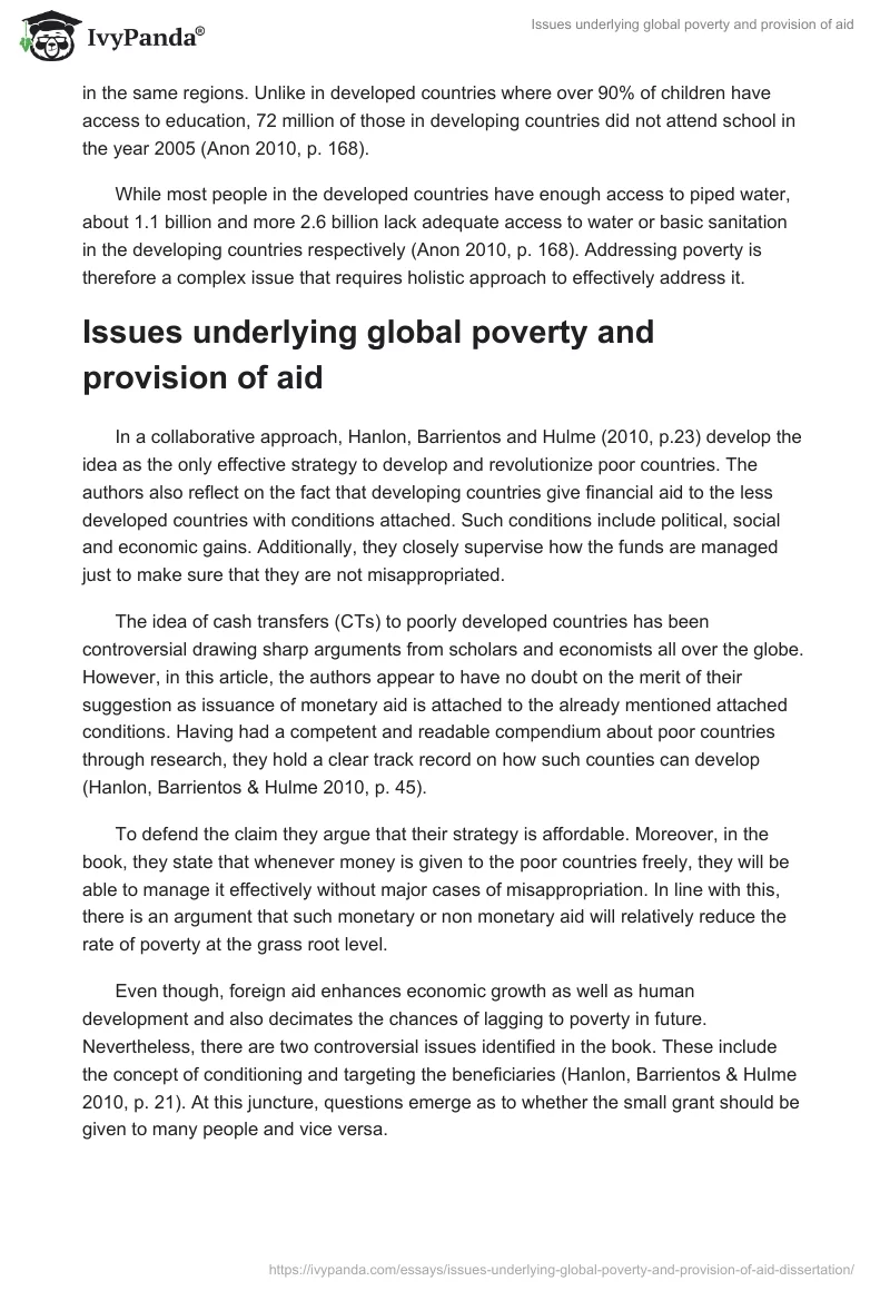 Issues Underlying Global Poverty and Provision of Aid. Page 4