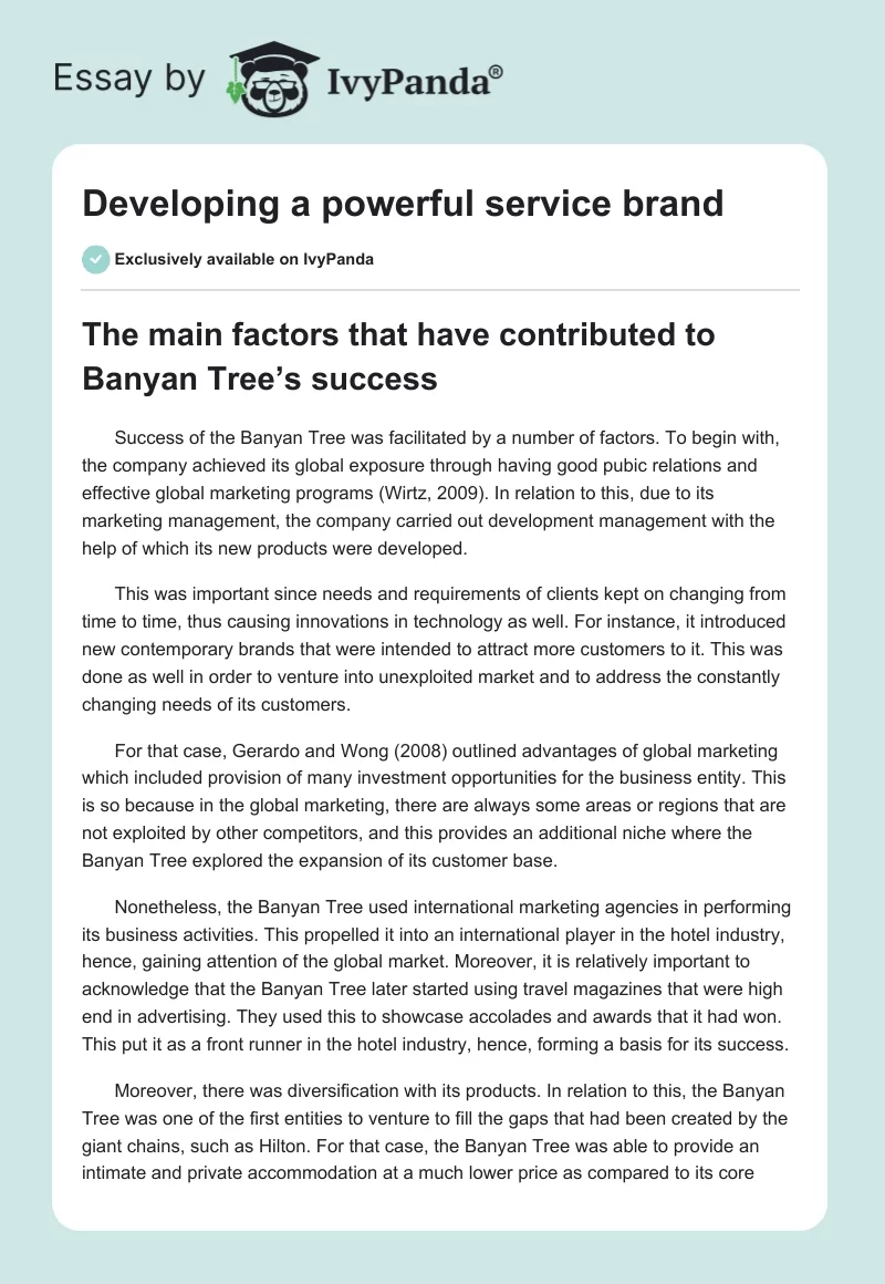 Developing a Powerful Service Brand. Page 1