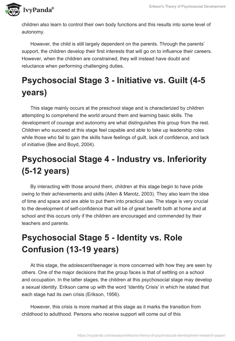 Erikson's Theory of Psychosocial Development. Page 2