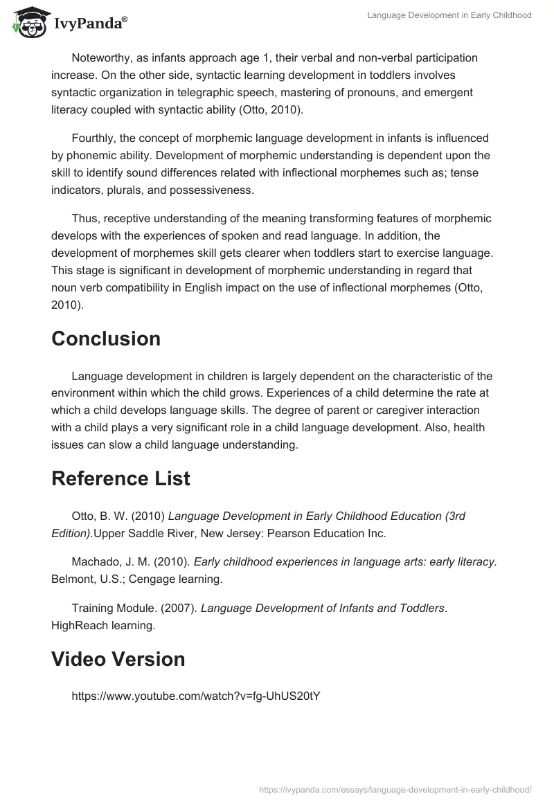 Essay on Language Development in Early Childhood. Page 4