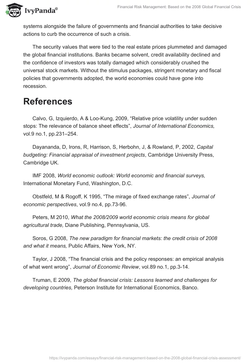Financial Risk Management: Based on the 2008 Global Financial Crisis. Page 5