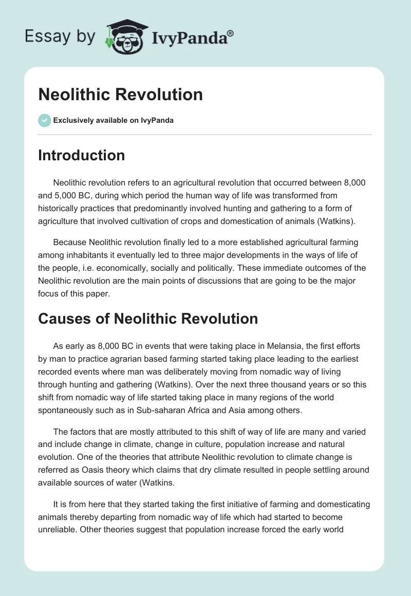 Neolithic Revolution. Page 1