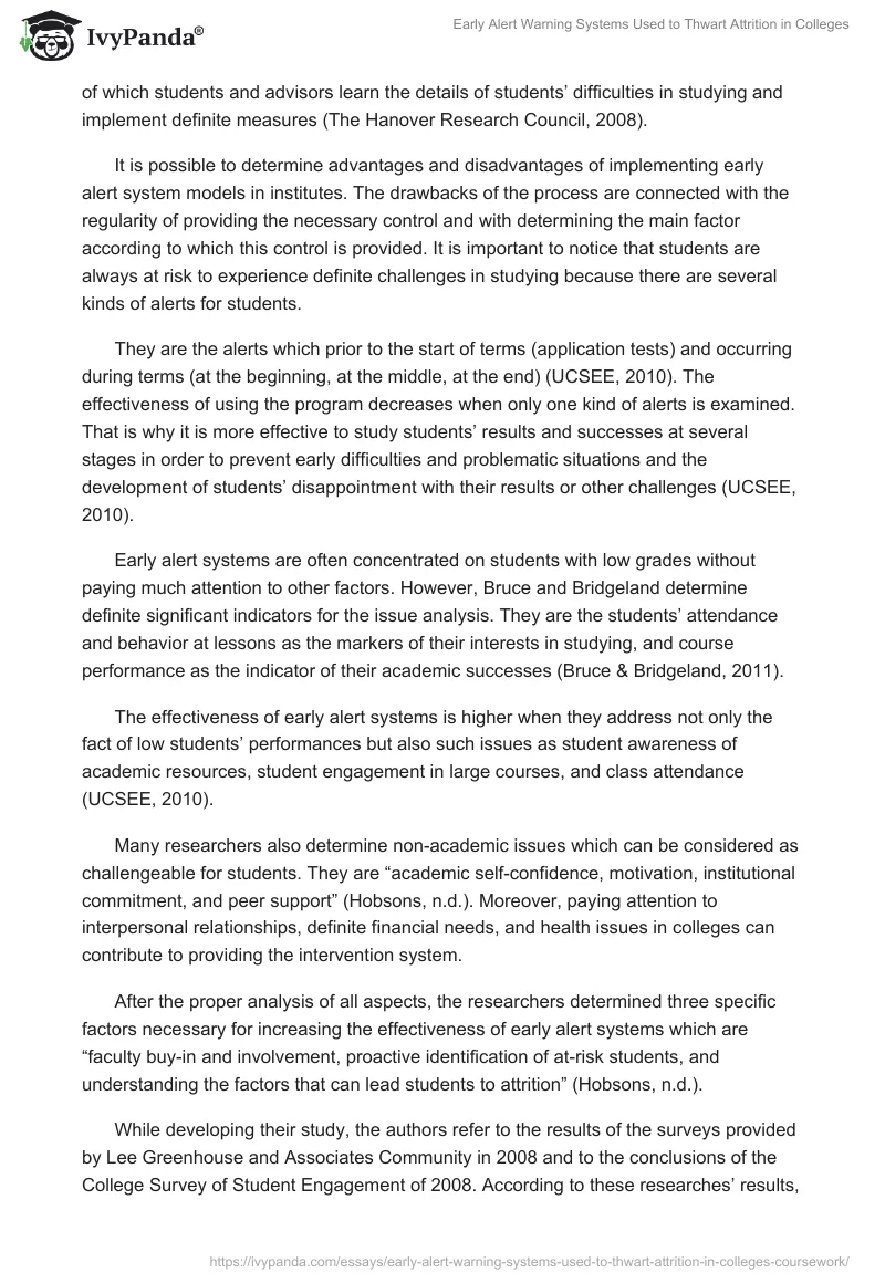Early Alert Warning Systems Used to Thwart Attrition in Colleges. Page 2