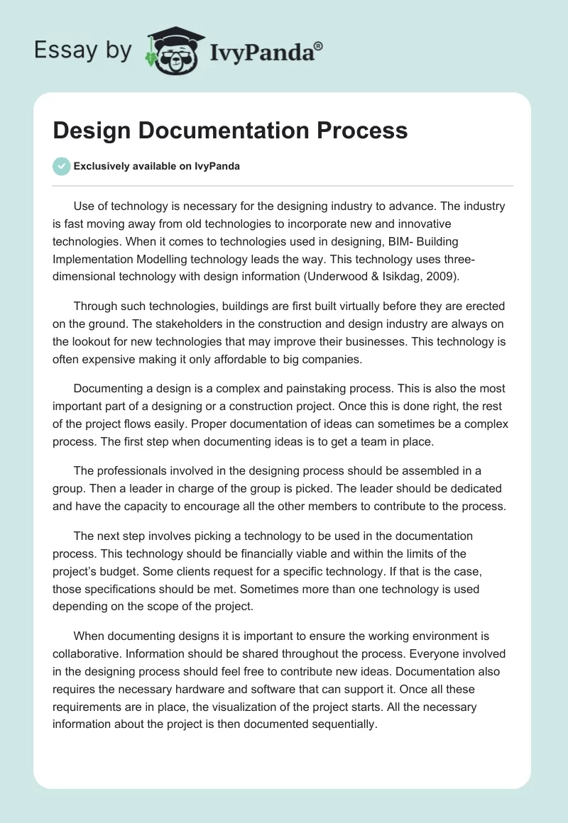 Design Documentation Process. Page 1