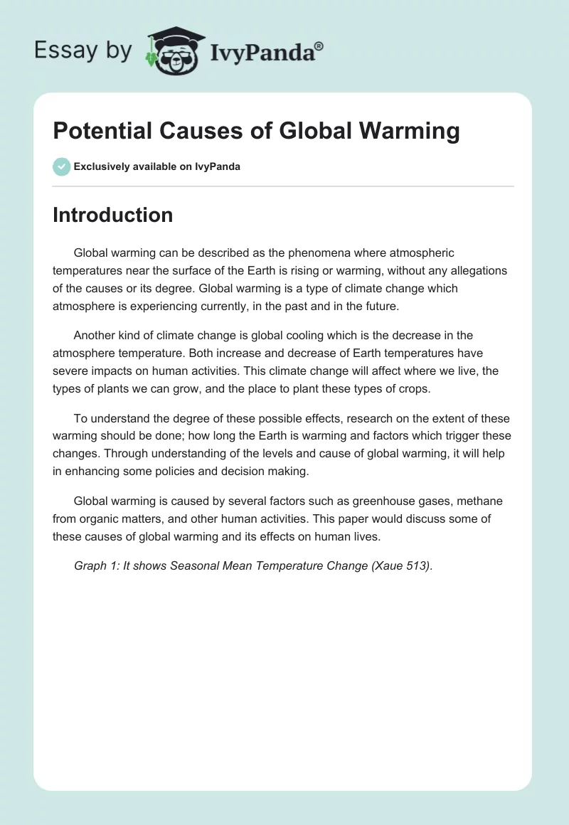 Potential Causes of Global Warming. Page 1