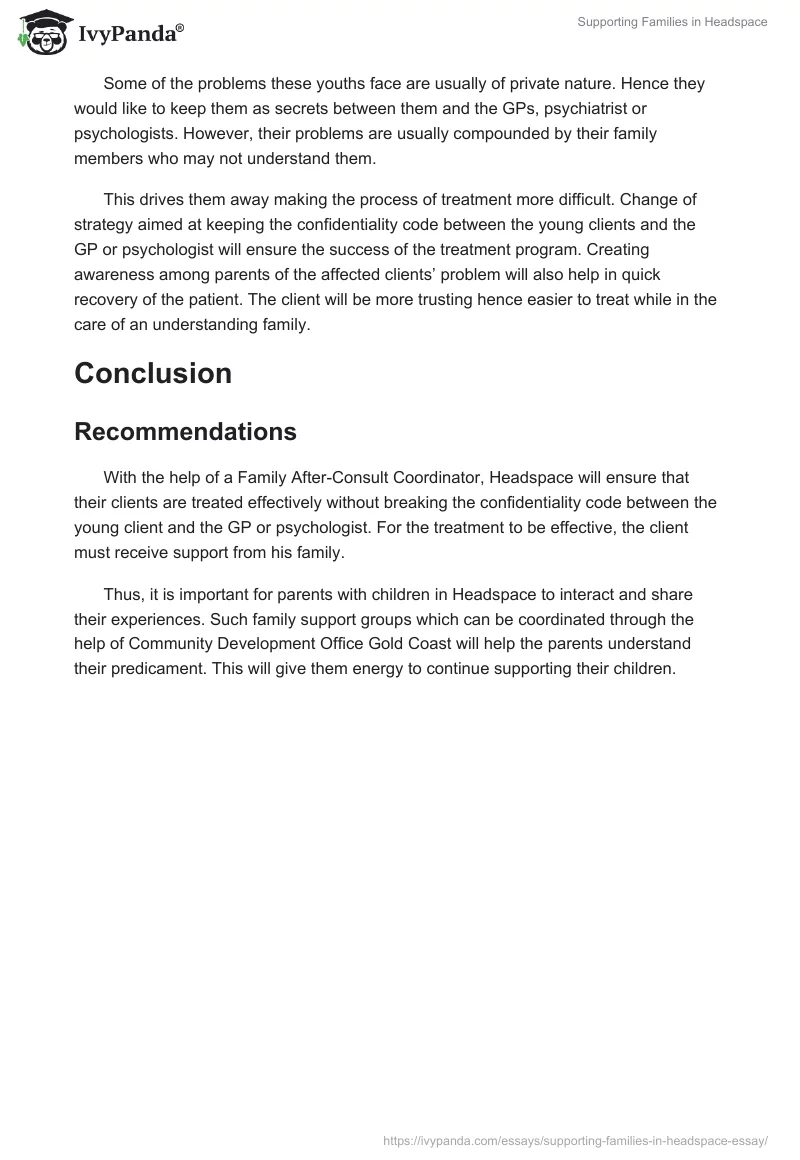 Supporting Families in Headspace. Page 2