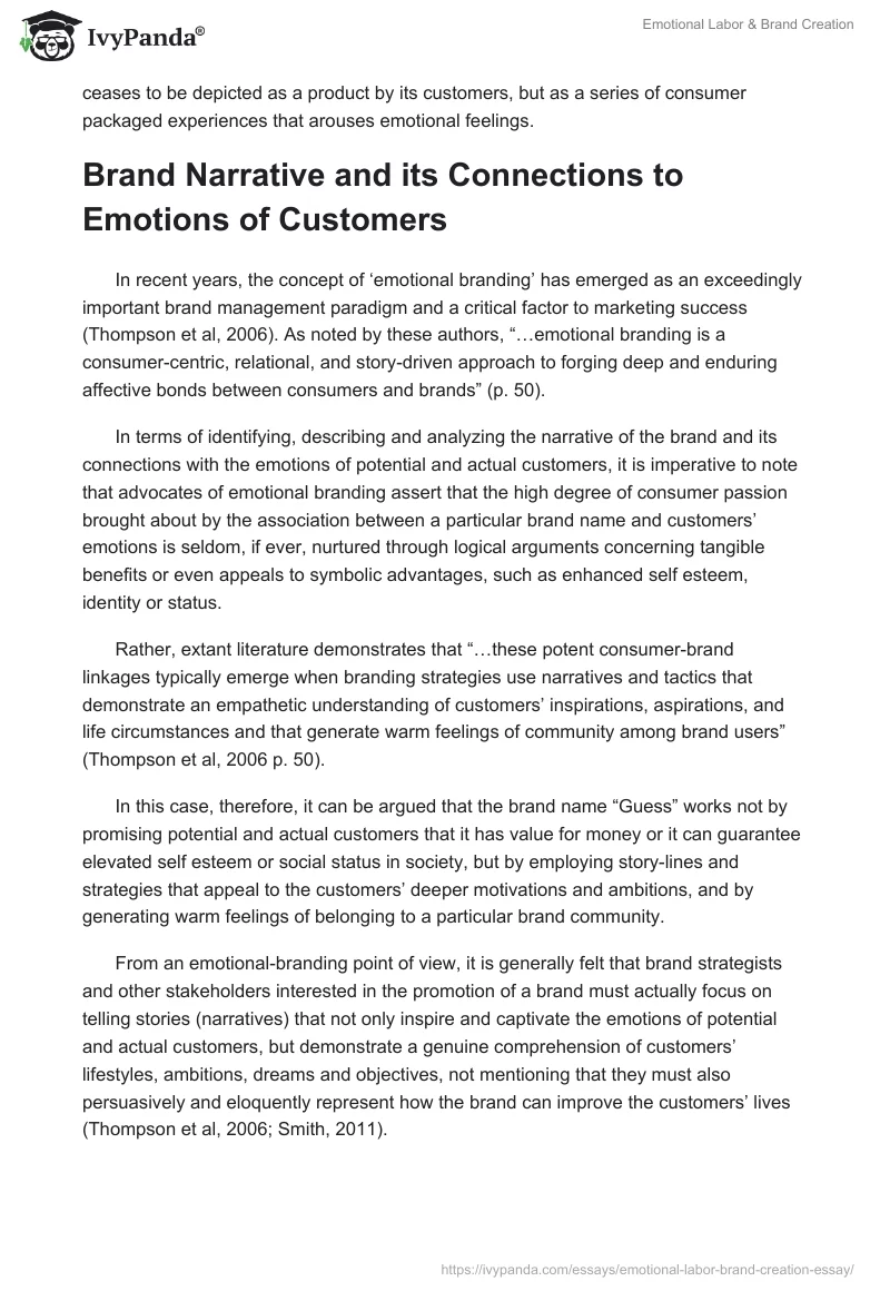 Emotional Labor & Brand Creation. Page 3