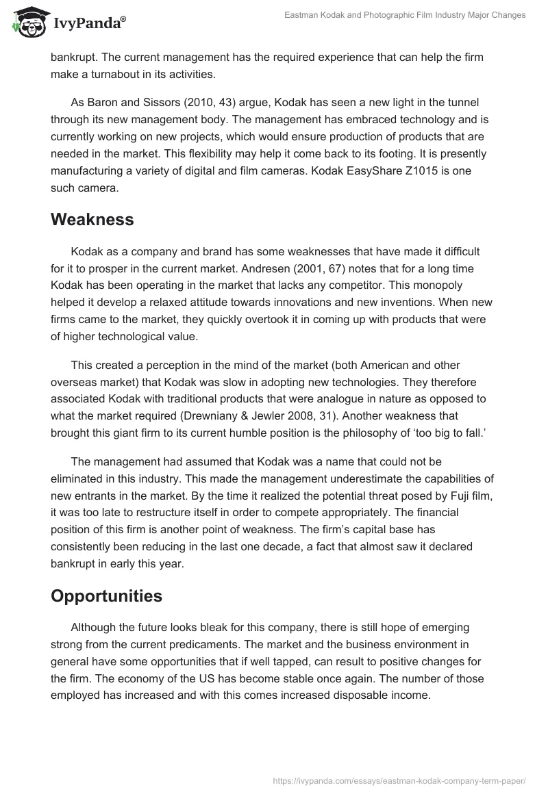Eastman Kodak and Photographic Film Industry Major Changes. Page 5