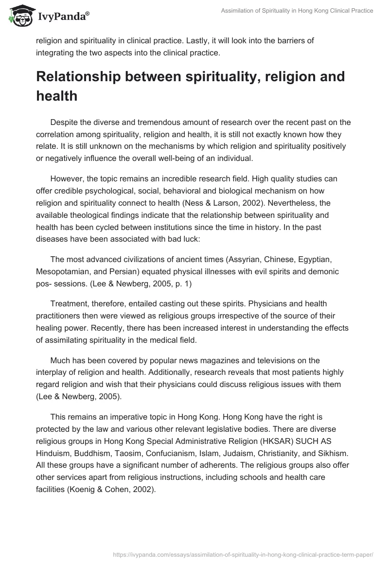 Assimilation of Spirituality in Hong Kong Clinical Practice. Page 2