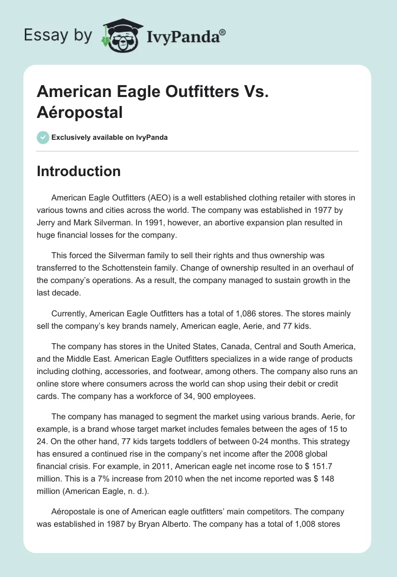 American Eagle Outfitters Vs. Aéropostal. Page 1