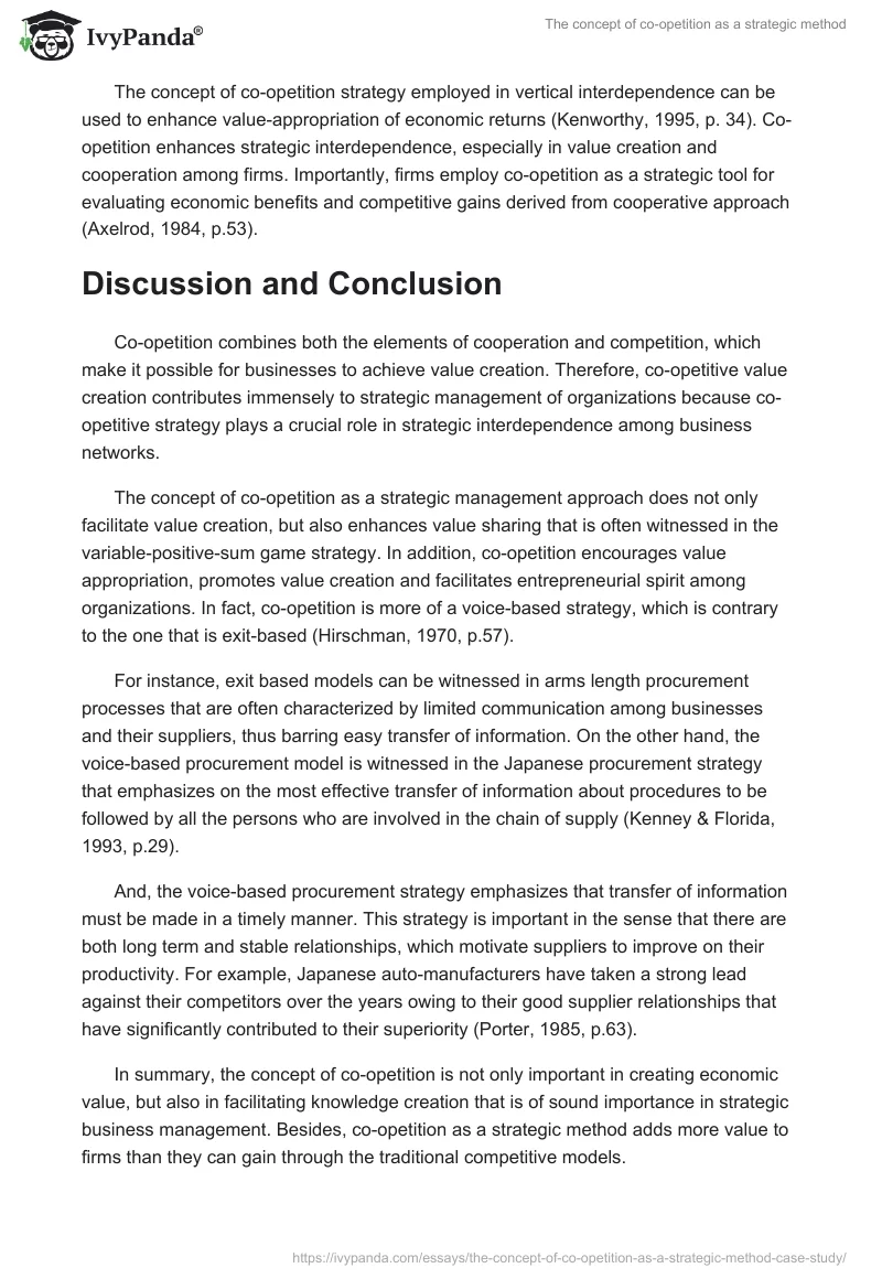The concept of co-opetition as a strategic method. Page 2